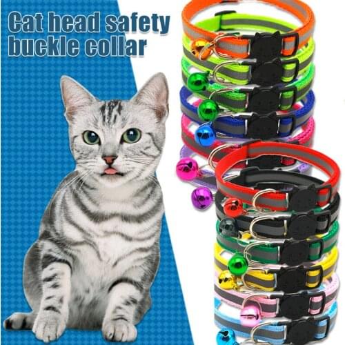 Safety Breakaway Cat Dog Collar Neck Strap Reflective Nylon Kitten Puppy Pet With Colorful Bell Puppy Pet Leash Accessories