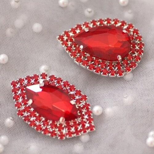 Big Size red sew on rhinestone waterdrop eye horse Rhinestone applique DIY wedding dance dress garments decoration