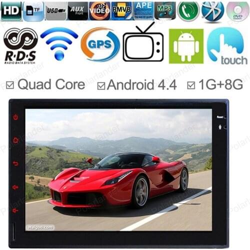 Quad Core For Android 4.4 Universal 2 Din Car Stereo Player Radio GPS Navigation Bluetooth Support OBD DVR Glonass Multimedia