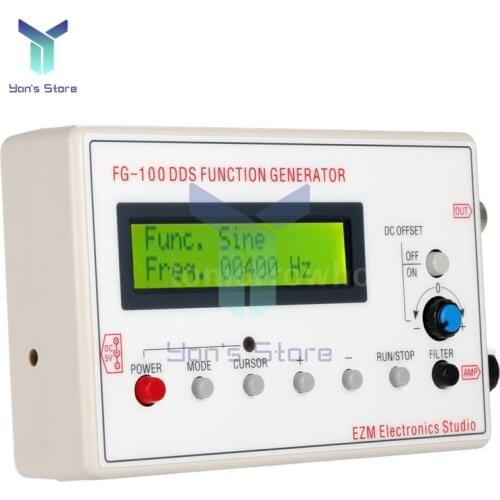 DDS FG-100 Signal Generator LCD Display 1Hz-500KHz Functional Sine Triangle Square Frequency Sawtooth Wave Waveform DC 3.7-10V
