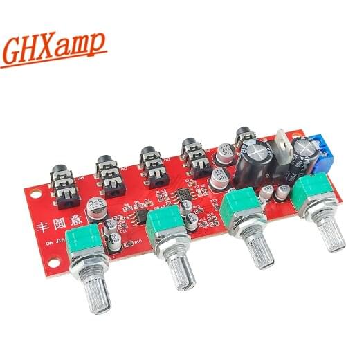 GHXAMP NE5532 Stereo Audio Mixer 4-Way Audio Source Input Mixing Board Rectifier Circuit DC12-24V 1PC