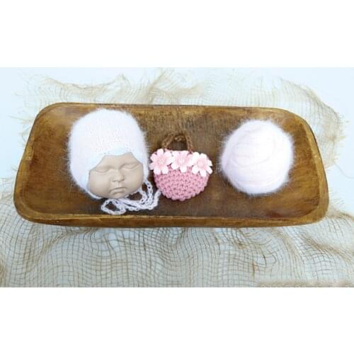 Newborn Angola Animal Hat Wrap Set Photography Props Baby Knitted Stretch Wrap Bonnet Sweater Layer Fabric Photo Props