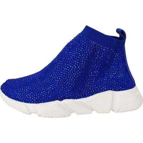 Elastic Stockings Spring Flat Shoes Elastic Boots Men and Women Models Color Crystal Printing Sneakers Flat Women Large Size