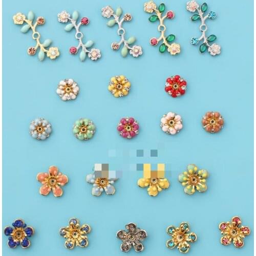 10pcs Brass Metal Flower Buttons For Clothing Wedding Decoration Embellishment Buttons For Crafts Bag Shoes Button Diy Accessory