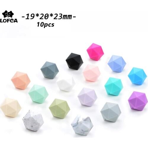 LOFCA Silicone Beads Icosahedron 10pcs Teether Teething Baby Jewelry Necklace Hexagon Teether DIY Soft Food Grade BPA Free