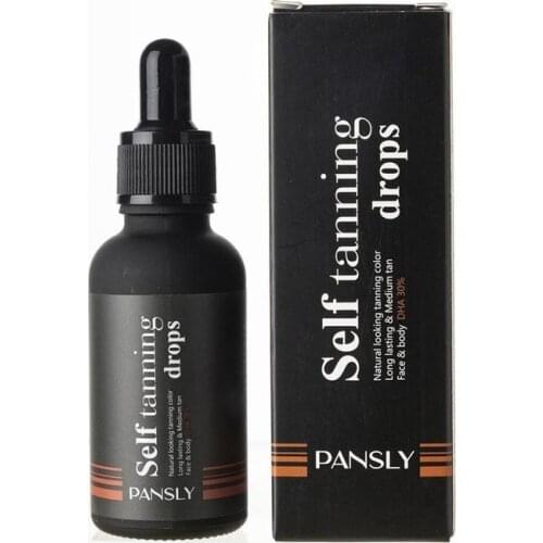 Natural Face Tan Drops Sun Tanning Oil Liquid Dark Self Tanning Serum Drops for Face Body Fake Bake Indoor Tanning Bed Lotion