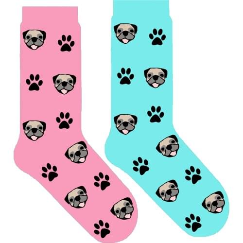 Pug dog socks for human women pug puppy crew socks cute cartoon dog mom gift novelty puppy themed present ORIGINAL 50pair/lot