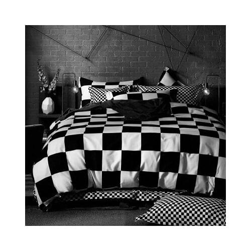 2018 new cotton classic black and white striped Plaid suite bedding set duvet cover set