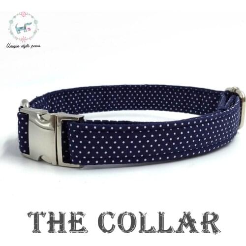 Dog Collar and Leash Set with Bow Tie Cotton Dog &Cat Necklace and Dog Lead Fashion Red Cotton Blue