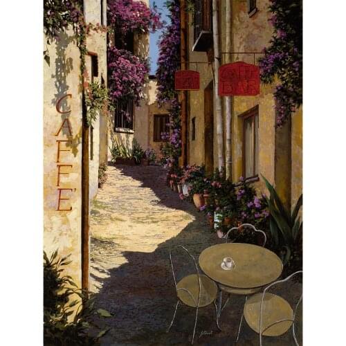 Landscape oil canvas painting pictures Cafe Piccolo wall art modern home decor