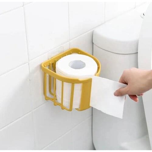 Punch-Free Toilet Paper Shelf Bathroom Tissue Box Wall-Mounted Sticky Paper Storage Box Toilet Paper Holder Roll Paper Box