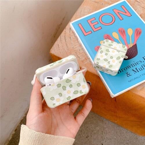 Luxury Leather colours polka dot wireless Earphone case For airpods pro 2 1 Korean Daisy flower headset cases For air pods cover