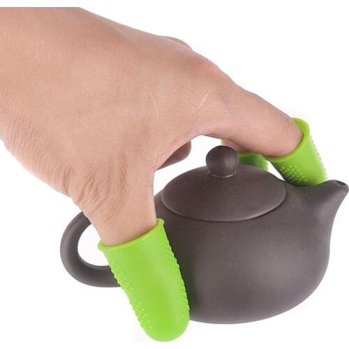 3pcs/5pcs Silicone Heated Finger Gloves Non-Slip High Temperature Cooking Barbecue Finger Protector Thumb Glove Cover Sleeve Cap