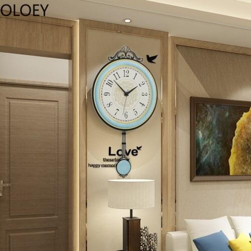 Blue Large Wall Clock Luxury Pendulum Clocks Wall Home Decor Living Room Creative Home Watch Horloge Wall Clock Modern Design