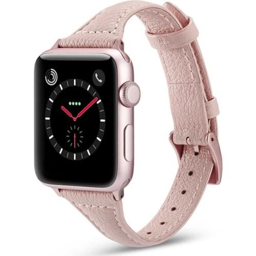 Slim Thin leather strap for apple watch band 44mm 40mm 42mm 38mm iwatch band for apple watch 6/5/4/3/2/1 bracelet Wristbelt