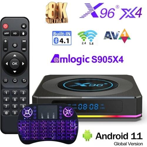 2021 X96 X4 Amlogic S905X4 Smart TV Box Android 11 4G RAM 64G ROM Dual WiFi BT4.1 UBS3.0 8K UHD Youtube Media Player Set Top Box