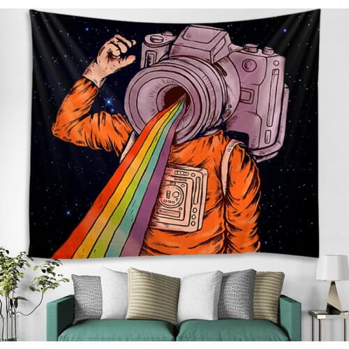 Dormitory Decoration Tapestry Astronaut Who Spit Rainbow Wall Hanging Yoga Mat Sleeping Mat Travel Tapestry