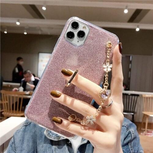 Flower gem bracelet flash powder for iphone12 mobile phone creative stand 1112 Mini XS XR Pro Maxprom transparent soft shell