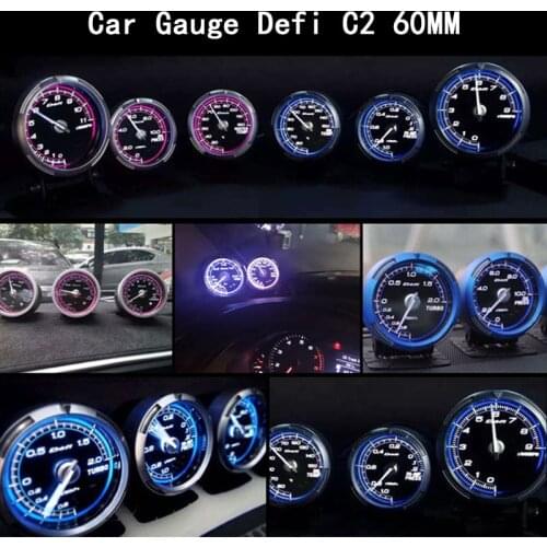 Universal Car Defi C2 Gauges 60mm Defi Water Temperature Gauge Vacuum Meter RPM Oil Temp Turbine Meter Volts Gauge BT20S09