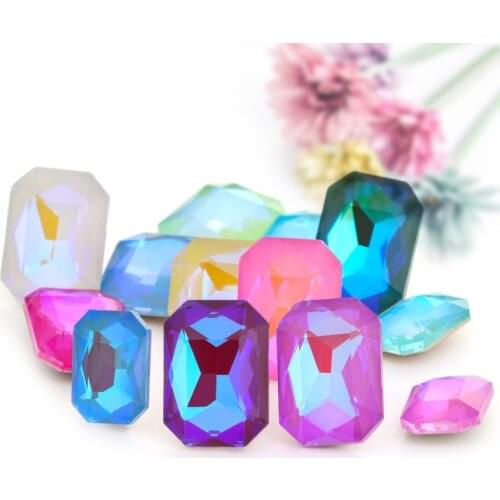 Octagon Shape Shiny Rhinestone Crystal Clothes Decorations Colorful Pointback Glass Strass Crystals Home DIY Accessories