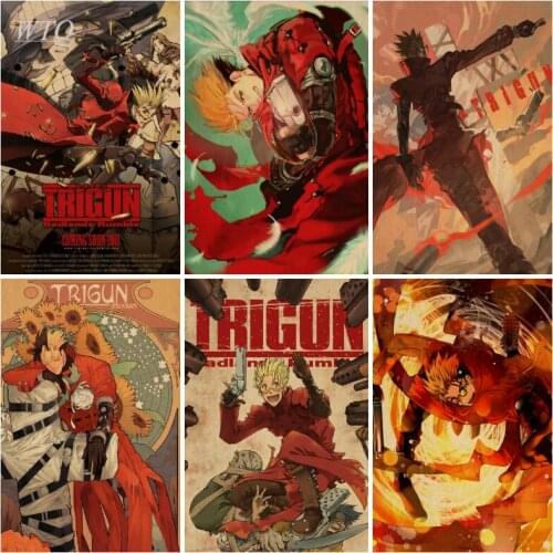 Japan Anime Trigun Retro Poster Anime Posters Wall Poster Home Decoration Wall Art Canvas Painting Photos for Childrens Room
