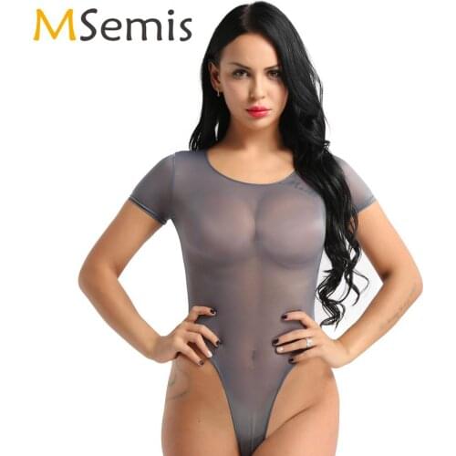Womens One Piece Mesh Body Transparente Lingerie Adult Baby Bikini Thong Bodysuit Sexy High Cut Pressed Crotch Rompers Jumpsuit