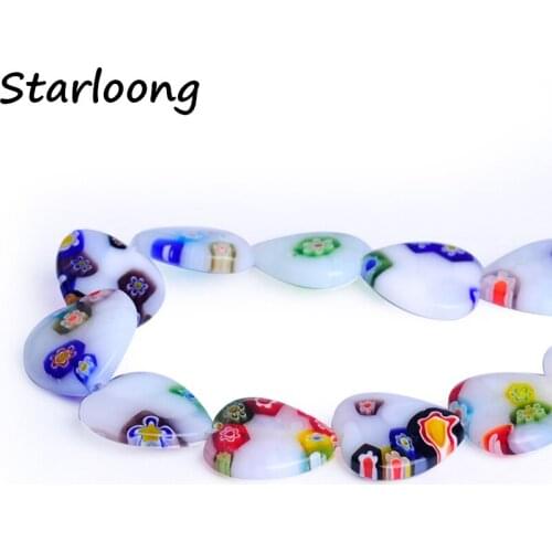 18pcs/strand White Multicolor Mixed Heart Shape Flower Strand Lampwork Glazed Glass Beads DIY Jewelry Making Bracelet Necklace