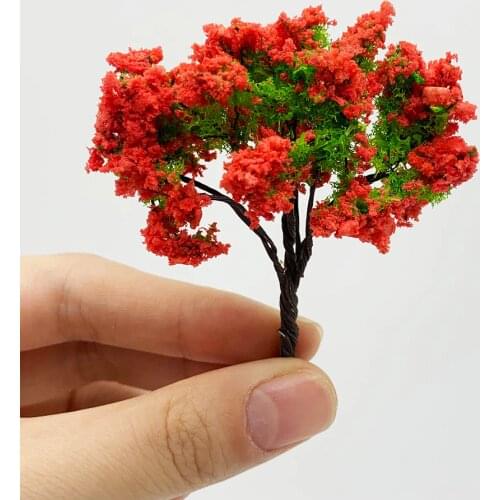 2PCS 65mm Handmade Metal Wire Model Trees 1/87HO Scale Model(Flower)Trees Miniature Landscape Model Train Railway Layout Scenery