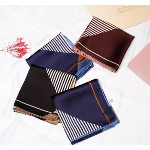 2020 70x70 Ring stripe Multipurpose women Silk twill scarf Satin square tie Hairband ladies foulard femme towel bufanda shawl
