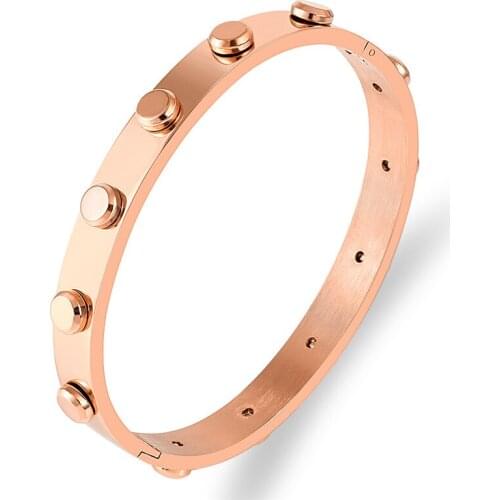 2021 Summer Hot Sale Style Screw Rivet Bangles Men Gold Color Stainless Steel Bangles Punk Rock Jewelry Women Watch Accessories