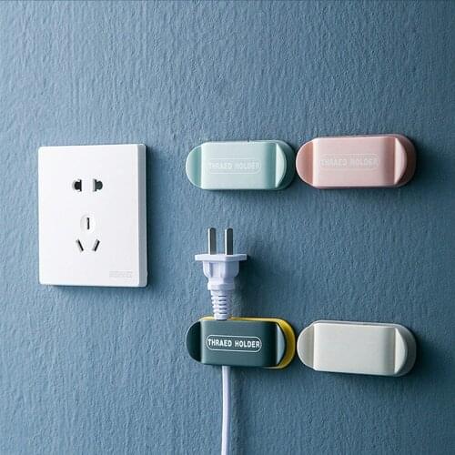 4Pcs Power Plug Holder Cable Clips Organizer Punch-Free Firm Adhesive Hook Kitchen Storage Accessories