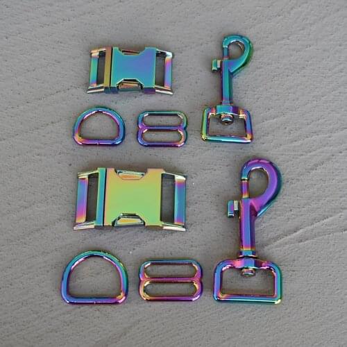 50 Sets 20/25mm Colourful Metal Slider D Ring Release Belt Buckle For Pet Dog Collar Paracord Sewing Accessory Strong Hardware