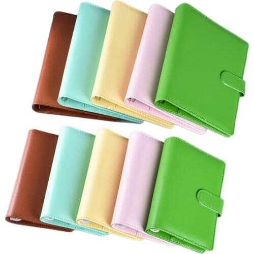 A6/A5 Macaroon Color PU Leather DIY Binder Notebook Cover Diary Agenda Planner Bullet Cover School Stationery