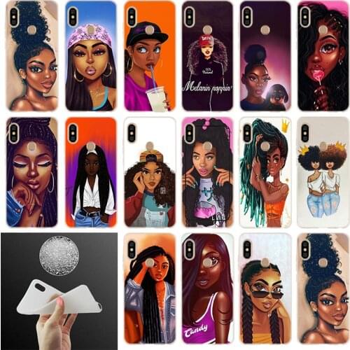 African Afro Melanin Poppin Black Girl Soft Case Cover For Xiaomi Redmi Note 10 9 8 7 6 5 4 Pro Max 9S 10S 8T 9T Bag