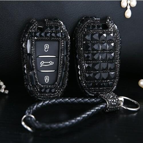For Citroen C4 C5 C6 X7 5008 DS5 DS6 For Peugeot 3008 4008 5008 208 DS3 Diamond Crystal Car Smart Remote Key Cover Case Shell