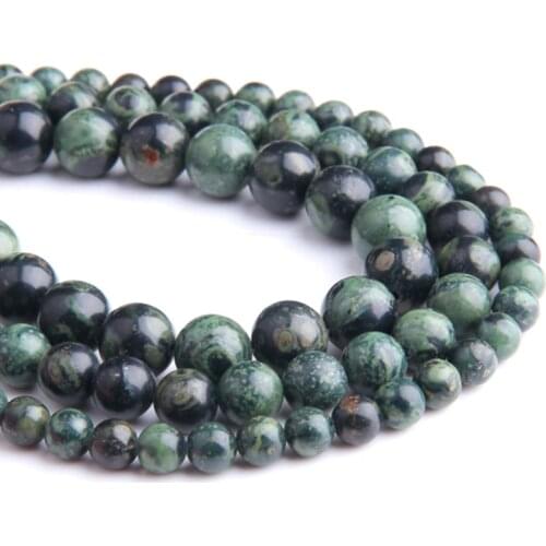 Natural dark green Polar Jaspers Gem stone Beads Loose round green black stones Bead For diy jewelry making Rosary Bead Bracelet