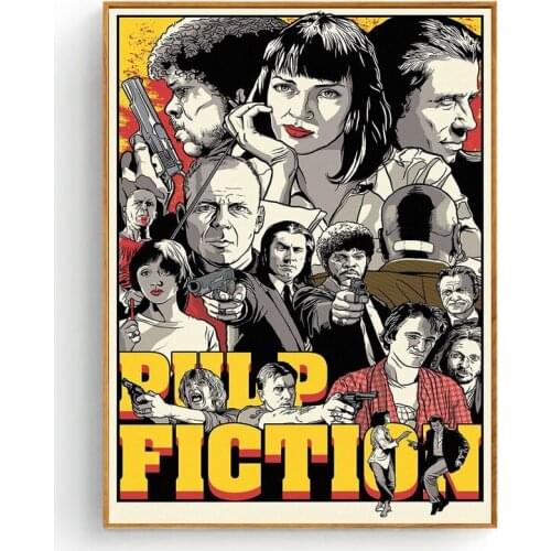 Pulp Fiction All Characters Art Poster Bedroom Decorative Silk Fabric Cloth Print No Frame