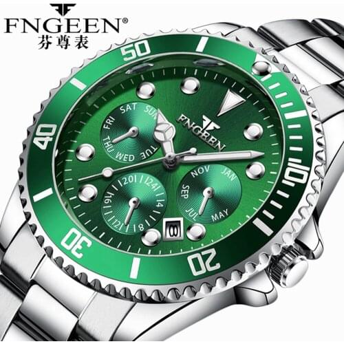 Green Water Ghost 2019 New FNGEEN Mens Quartz Watch Waterproof relojes para hombre erkek saat Men Clock Relogio Masculino