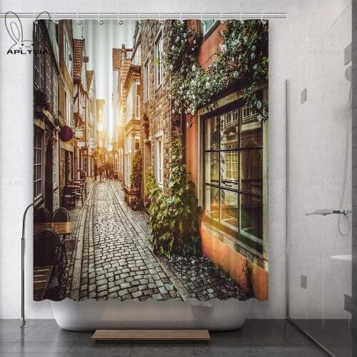 Flower Street Sunshine Bright Beautiful Flowers and Plants Polyester Fabric Shower Curtain for Bathroom