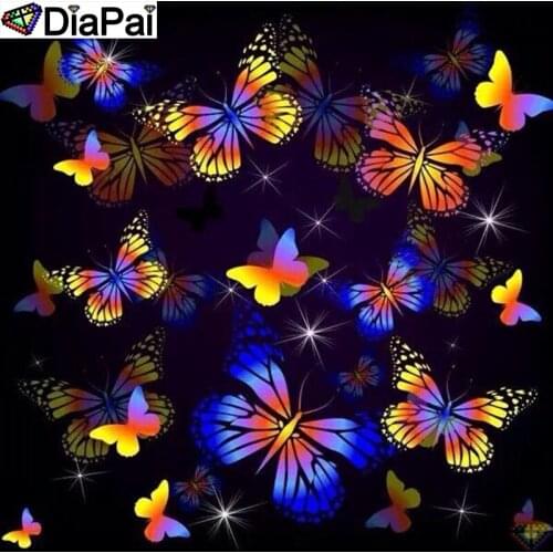 DiaPai 100% Full Square/Round Drill 5D DIY Diamond Painting "butterfly scenery" Diamond Embroidery Cross Stitch 3D Decor A18707