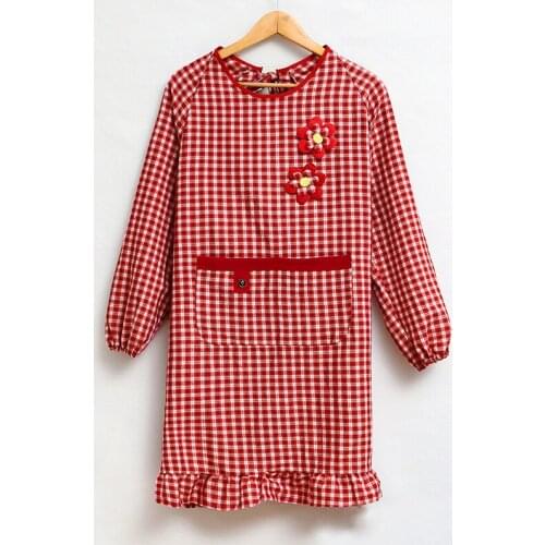 Apron long-sleeved lace Korean fashion cotton kitchen adult womens overalls anti-fouling and oil-proof home anti-wear