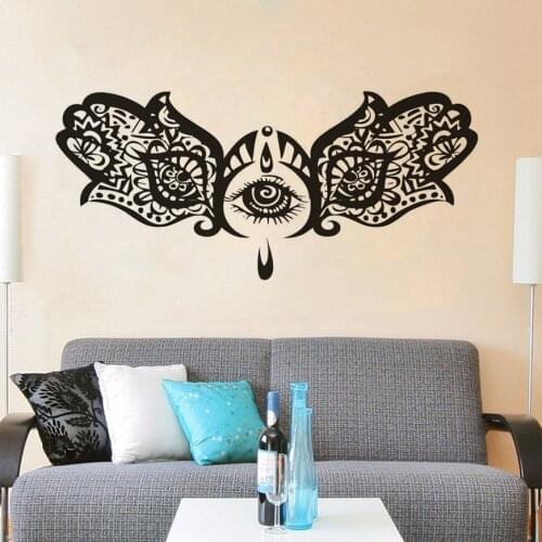 Hamsa Hand Fish Eye Wall Art Murals Indian Buddha Yoga Studio Décor Fatima Ganesh Hamsa Hand Vinyl Wall Decal Sticker AZ817