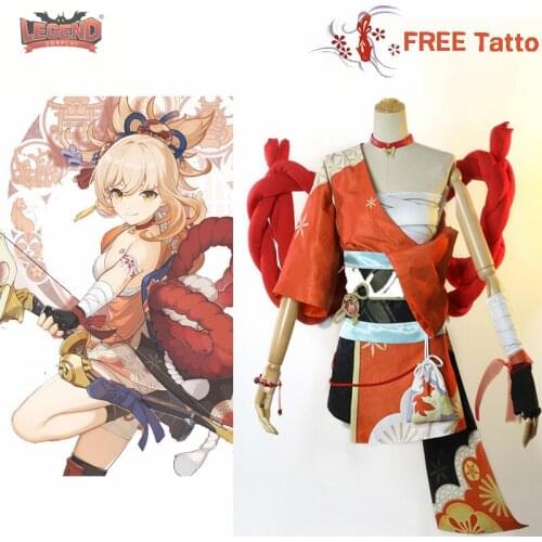 Hot Game Genshin Impact Yoimiya Costume Combat Uniform Cosplay Legend Role Play Carnival Fancy Party Kimono Bandage Skirt New