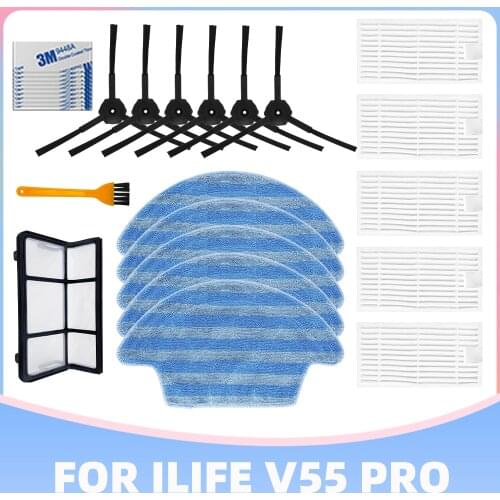 HEPA Filter Side Brush Mop Cloth Strainer Replacement for iLife V55 Pro Smart Robotic Vacuum Cleaner Spare Parts Accessories