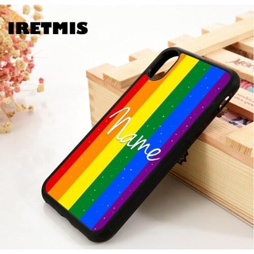 Iretmis 5 5S SE 6 6S phone case cover for iPhone 7 8 plus X Xs 11 Pro Max XR Rainbow flag gay pride LBGT personalised name