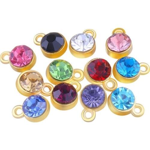 Juya 30pcs/lot Wholesale Jewelry Making Findings Colorful Birthstone Charms For Women Children Birthday Gift Jewelry Accessories