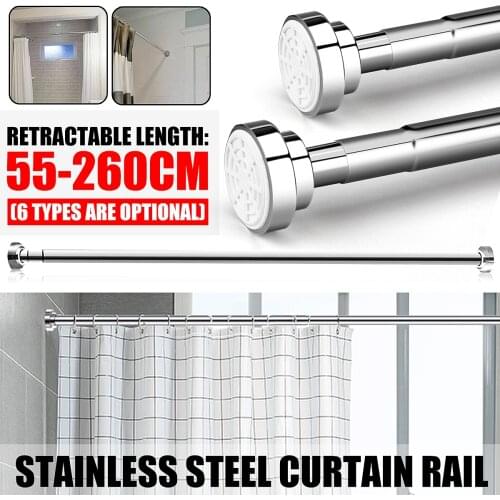 50CM-150CM Shower Curtain Rod Curtain Pole Adjustable Stainless Steel Spring Tension Rod Rail for Clothes / Towels / Curtains