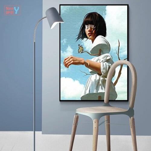 Girl Canvas Painting Creative Anime Bird Leaf Flowers Butterfly Poster Wall Art Prints For Living Room Girl Room Home Decoration