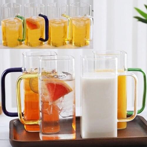 Nordic Style Square Mouth Cup High Borosilicate Heat-resistant Glass Cup Household Beverage Cup Milk Cup Beer Cup