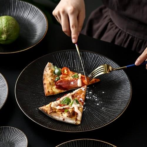 Matte black tableware dinner plate accent dessert plate household steak plate dinnerware set